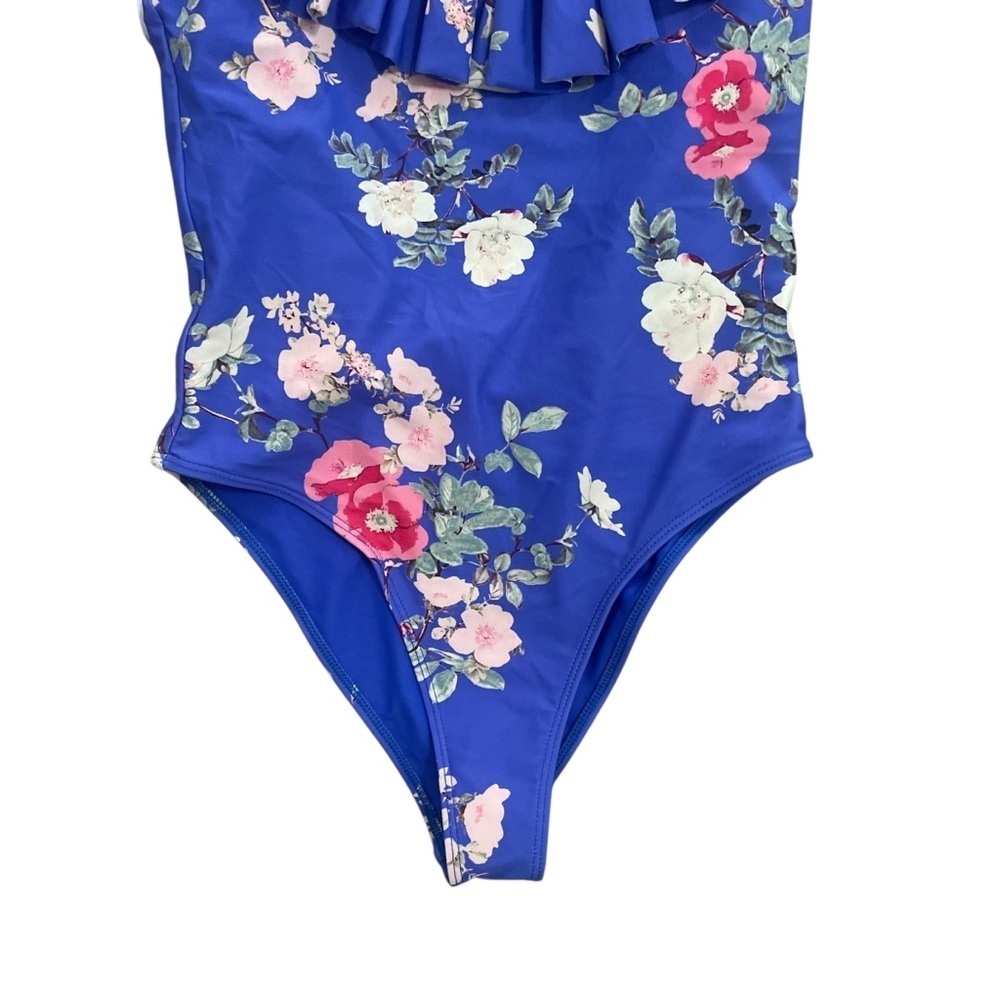 Lovers + Friends Flutter By One Piece Swimsuit Ruffle Floral Blue Size Small - Picture 5 of 9
